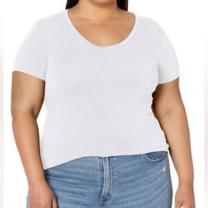 PrAna Women's Foundation Short Sleeve V-Neck T-Shirt White Medium